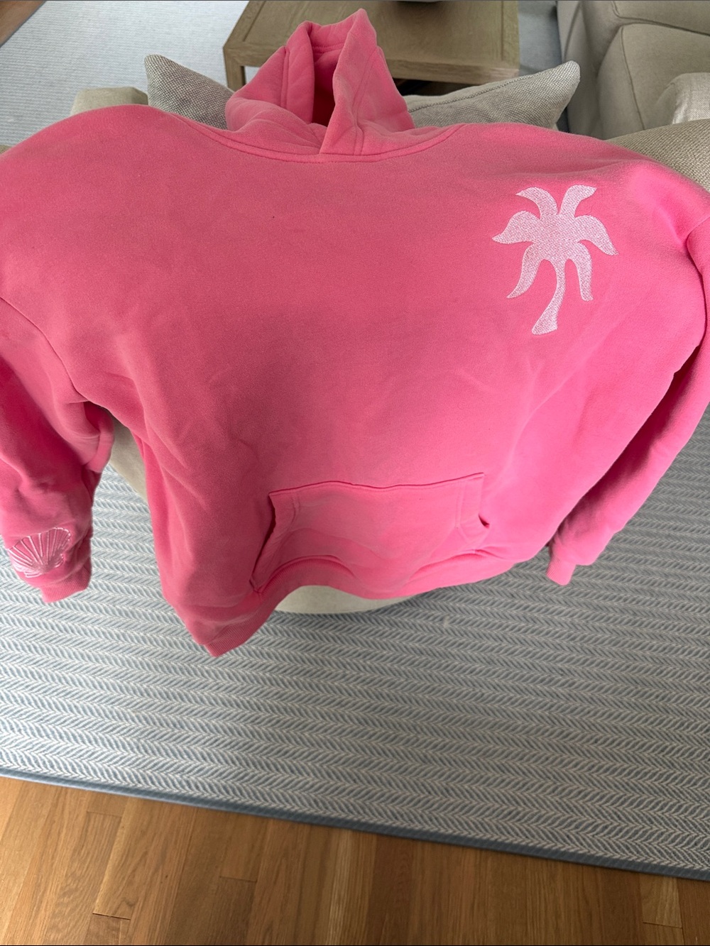 Women's Pink Palm-Graphic Pullover Hoodie